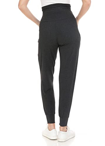 Leggings Depot Maternity Pants for Women Over The Belly Pregnancy Joggers Casual Lounge Pants - color: Heather Dark Charcoal, size: Medium