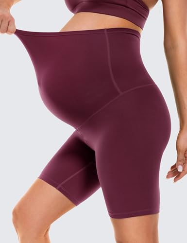 BAYDI Clouduxi Maternity Biker Shorts Over the Belly 6" - color: Garnet Red, size: Medium