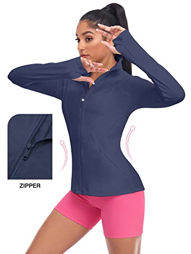 VUTRU Women's Workout Yoga Jacket Full Zip Running Athletic Track Jacket - color: Back Mesh Vent Blue, size: X-Small