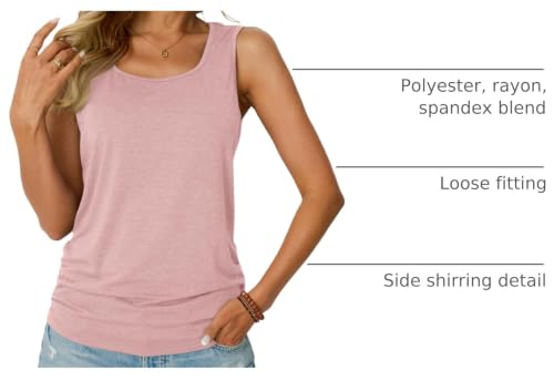 AUTOMET Womens Tank Tops Square Neck Sleeveless Summer Tops - color: Pink, size: Medium
