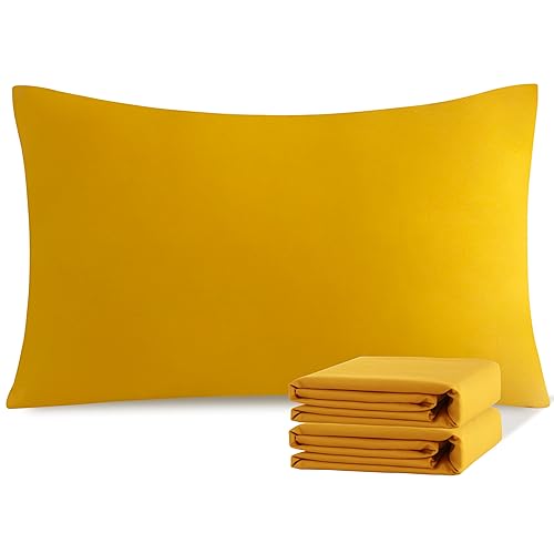NTBAY Standard Microfiber Pillowcases, 2 Pack, 20 x 26, Ginger Yellow - color: Ginger Yellow, size: Standard (20" x 26")