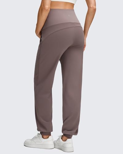 G4Free EverGoing Maternity Pants Over The Belly Pregnancy Joggers Workout - color: Taupe, size: Medium