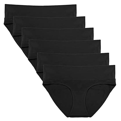 Intimate Portal Maternity Underwear, Cotton Foldable Under the Bump Briefs - color: 6-pk Black, size: Medium