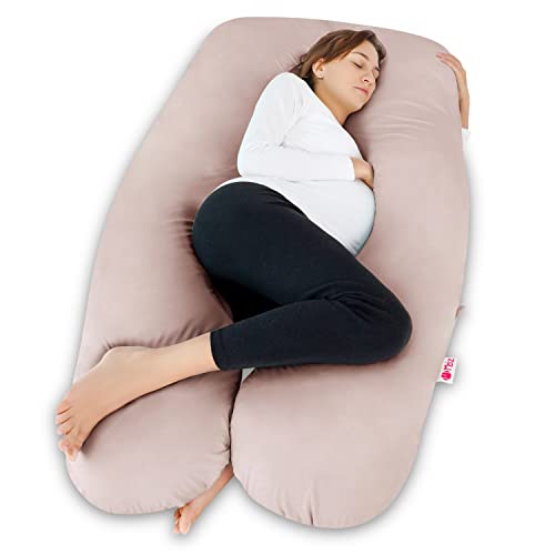 Meiz Pregnancy Pillows, Cooling Pregnancy Pillows for Sleeping, Maternity Pillow for Tall Pregnant Woman, Pregnancy Body Pillow with Cooling Jersey Cover, Apricot - color: Apricot 1, size: 60 Inch