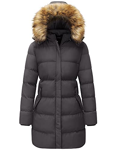 WenVen Women's Winter Thickened Long Puffer Coat Warm Parka Jacket - color: Charcoal, size: Small