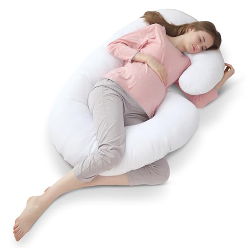 Cheer Collection J Shaped Body Pillow - Down Alternative Full Body Pillow for Side Sleeper, Pregnancy, Neck and Shoulder Support - Zippered Cover - size: J-Shape