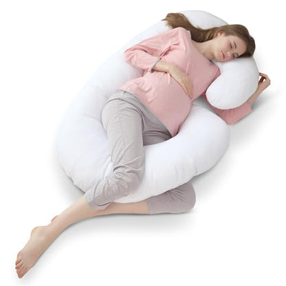 Cheer Collection J Shaped Body Pillow - Down Alternative Full Body Pillow for Side Sleeper, Pregnancy, Neck and Shoulder Support - Zippered Cover - size: J-Shape