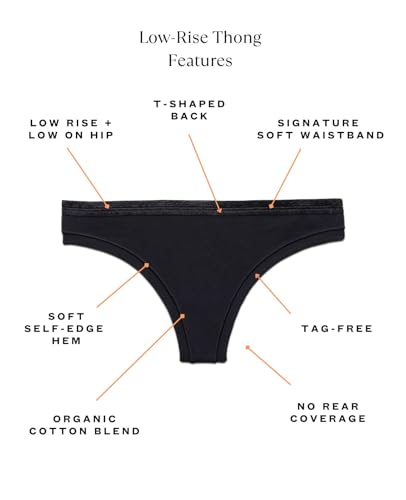 KNICKEY Subset Women's Organic Cotton Low-Rise Thong, Underwear, Single - color: Carbon, size: X-Small