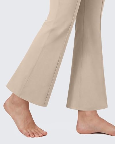 G4Free EverGoing Maternity Work Pants Pregnancy Ankle Flare Leg with Pocket - color: Light Khaki, size: Medium