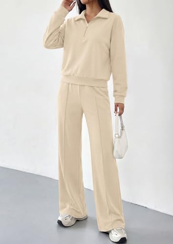 PRETTYGARDEN Women's Lounge Sets 2 Piece Outfits Sweatsuits - color: Apricot, size: Large