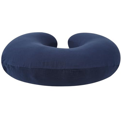 Onacosht Muslin Nursing Pillow Cover, 100% Cotton, Navy Blue - color: Navy Blue