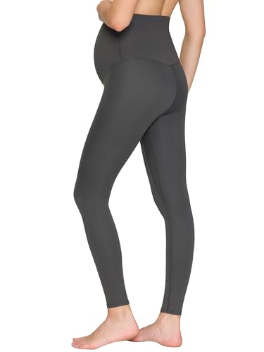 Maternity Leggings Over The Belly - Pregnancy Yoga Pants Soft Workout Leggings - color: Grey, size: X-Small