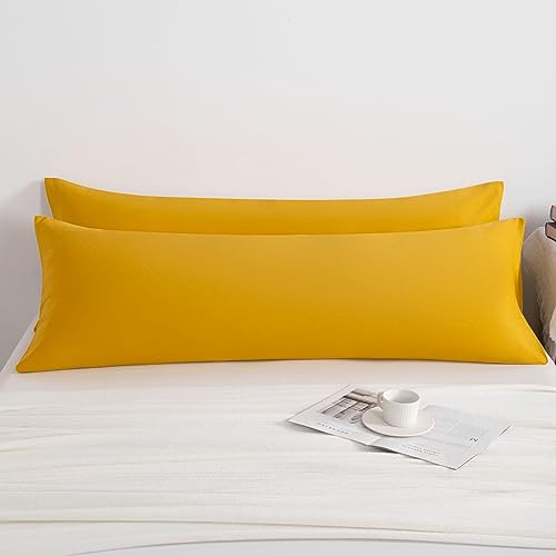 NTBAY Body Microfiber Pillowcases, Set of 2, Ginger Yellow - color: Ginger Yellow, size: Body (20"x54")
