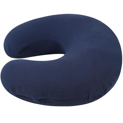 Onacosht Muslin Nursing Pillow Cover, 100% Cotton, Navy Blue - color: Navy Blue