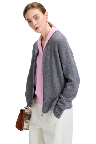 Cardigan Sweaters for Women - Baseball Collar Winter Sweater Jacket - color: Middle Gray, size: Small