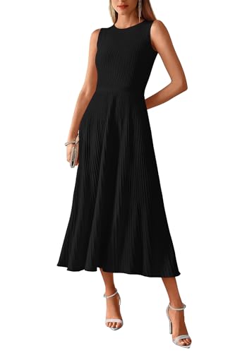 BTFBM Women Midi Bodycon Tank Dress - color: Black, size: Medium
