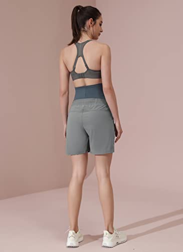 Maacie Maternity 5" Hiking Shorts with Pockets - color: Gray, size: Large