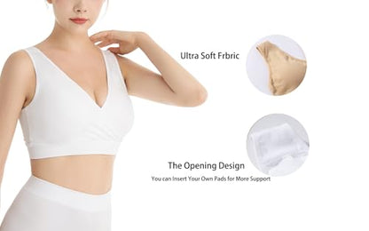 Lemef Nursing Sleep Bras Wirefree Maternity Breastfeeding Bras 3 Pack - color: 1*white (No Padding), size: Small