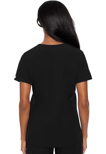 Med Couture Touch Maternity Scrub Top Womens V-Neck 2 Pockets Pregnancy Fit - color: Black, size: Large