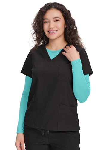 COZYFIT Underscrub Long Sleeve Women, Scrubs Undershirts, High Crew Neck - color: Aqua Blue, size: 5X-Large
