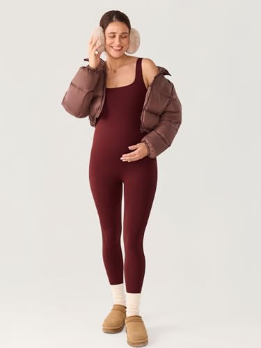 MOMANDA Maternity Jumpsuit Leggings 25" - color: Red Merlot, size: X-Small