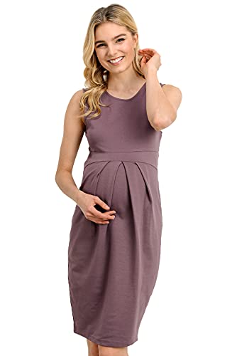 Womens Front Pleat Knee Length Midi Maternity Dress - color: Dark Rose, size: Medium