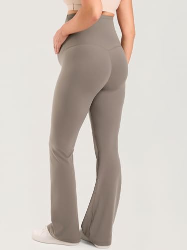 MOMANDA Flared Maternity Leggings 31.5" - color: Khaki Taupe, size: Medium