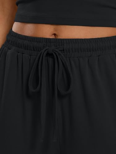 Trendy Queen Womens 2 Piece Lounge Set Summer Camisole Top & Wide Leg Pants - color: Black, size: Small