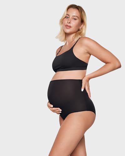 INLYRIC Women's Inbarely Soft Maternity Underwear - Over Bump High Waist Briefs Soft Full Coverage Pregnancy Panties Pack