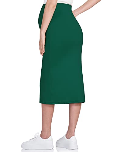 POSHDIVAH Maternity Skirt Over The Belly - color: Hunter Green, size: Large