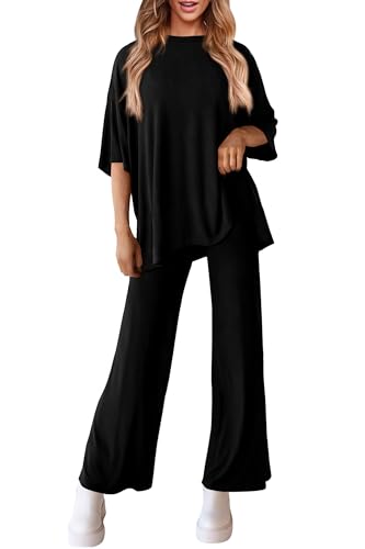 PRETTYGARDEN Two Piece Sets for Women Lounge Matching Set - color: Black, size: Large