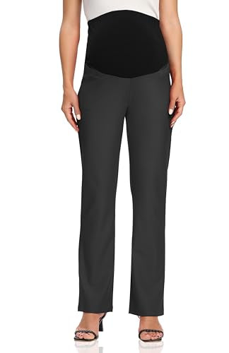 Foucome Women's Maternity Pants Over Belly Dress Work Pants - color: Dark Grey, size: Large