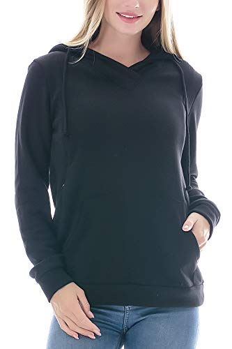 Smallshow Women's Fleece Maternity Nursing Sweatshirt Hoodie Kangaroo Pocket - color: Black, size: Large