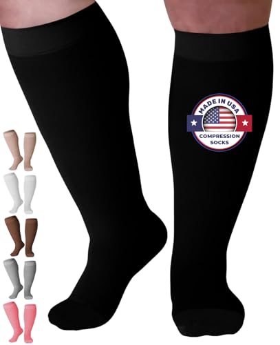Mojo Compression Socks Women Knee High Stockings 20-30mmHg, Black X-Large - color: Black, size: X-Large