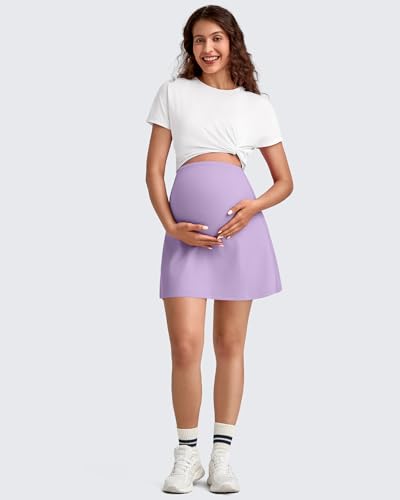 G4Free BareFeel Maternity Skirt with 2 Pockets Pregnancy Shorts Tennis Golf - color: Light Purple, size: Medium