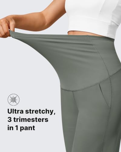 G4Free EverGoing Maternity Pants Over the Belly Pregnancy Work Trousers - color: Gray Sage, size: Medium