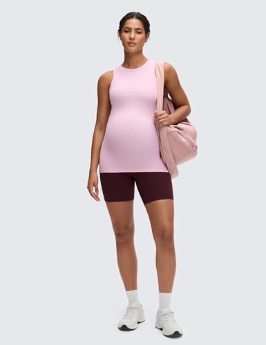 CRZ YOGA Maternity High Neck Tank Tops - color: Pink Peony, size: Medium
