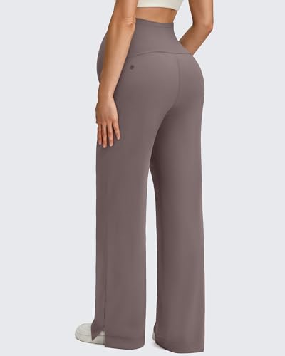 G4Free ShiftReady Maternity Dress Pants Wide Leg Pregnancy Work Tousers - color: Taupe, size: Medium