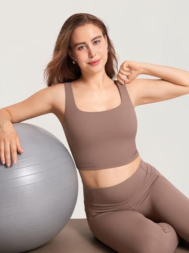 MOMANDA Longline Square Neck Pumping Bras - color: Brown Purple, size: Small