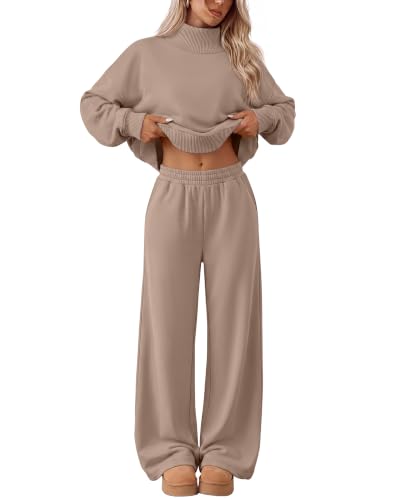 Neer Women's 2 Piece Set Sweatsuits Lounge Outfits Set - color: Coffee Gray, size: Small