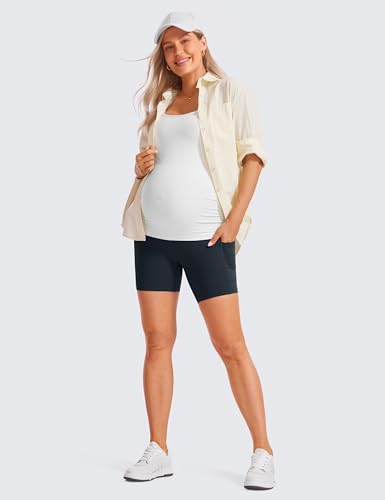 CRZ YOGA Maternity Biker Shorts Pockets 5" - color: True Navy, size: X-Small
