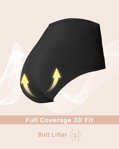 Women's Cotton Underwear High Waisted Ladies Panties Briefs 4Pack - color: Black, size: Large