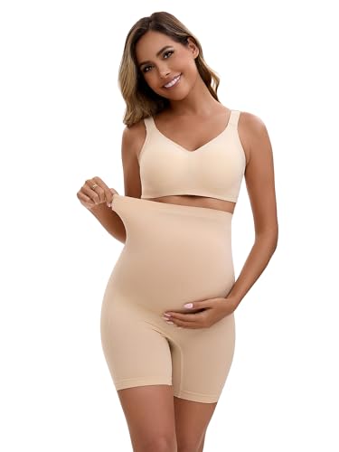 Allegra K Womens Maternity Underwear High Waisted Shaping Briefs Over Bump Pregnancy Belly Support - color: Beige, size: Small