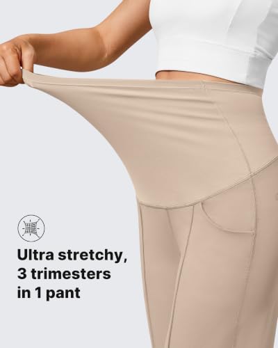 G4Free EverGoing Maternity Dress Pants Pregnancy Slacks - color: Light Khaki, size: Small