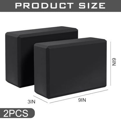 9"x6"x3" Yoga Block, 2 Pcs Soft Non-Slip Foam Blocks Supportive - color: Black