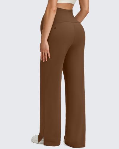 G4Free ShiftReady Maternity Dress Pants Wide Leg Pregnancy Work Tousers - color: Dark Coffee, size: Medium