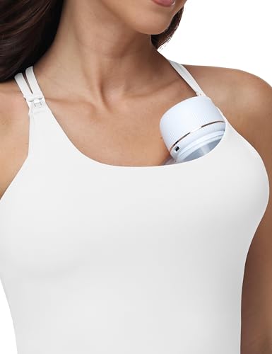 Nursing Tank Tops for Breastfeeding Crop Top - color: White, size: XX-Large