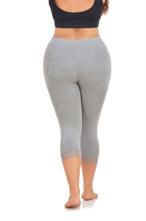 ELISS Women's Plus Size Capri Leggings,High Waited Soft Cropped Pants 3/4 Length Yoga Pants (1X-4X) - color: Grey, size: 3X-Large