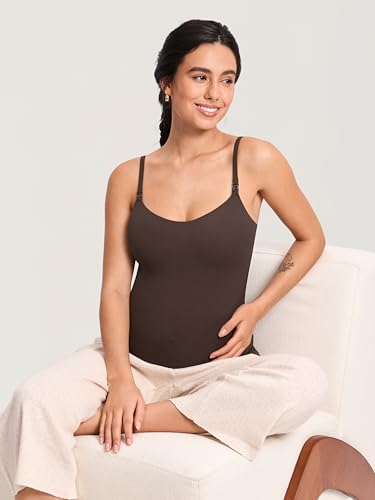 MOMANDA Nursing Tank Tops for Breastfeeding - color: Clay Brown, size: X-Large