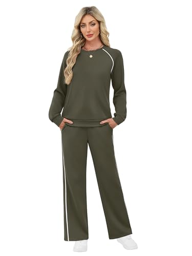 Sampeel Women 2 Piece Lounge Sets Sweatsuit Fall Outfits Matching Sets - color: Green, size: Small